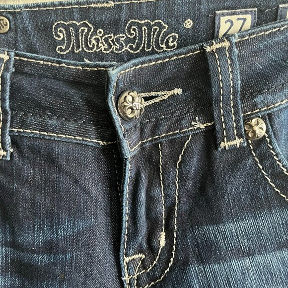 NWOT Miss Me Dark Wash Embellished Skinny Jeans Size 27 Style JP46565 - Picture 8 of 14
